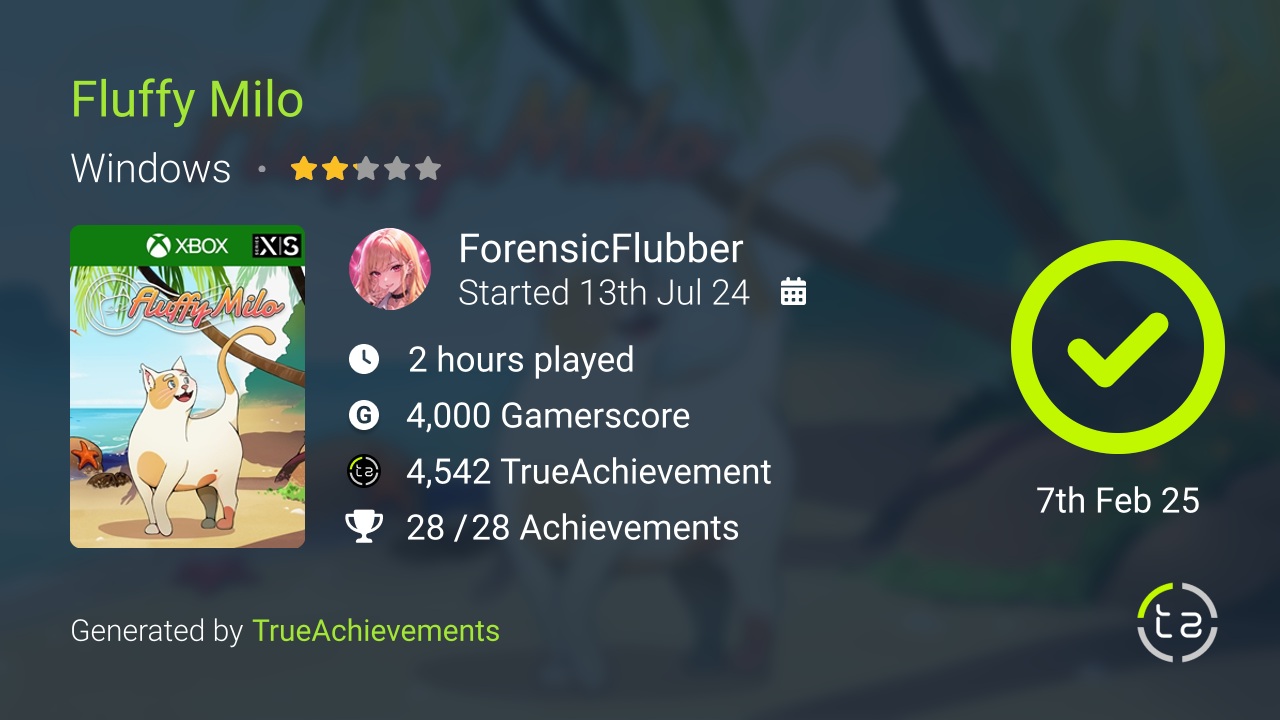 Fluffy Milo (2) achievement summary